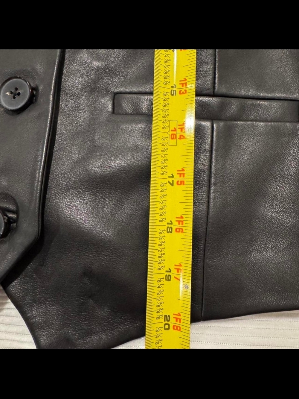 Madewell Black Leather Button Vest NM538 Size 2 - Picture 7 of 9